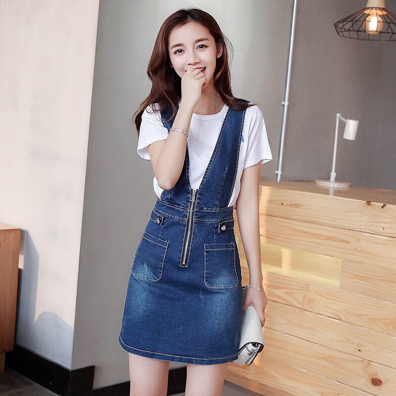 ĐẦM YẾM JEAN CỔ V DÂY KÉO TRƯỚC NGỰC